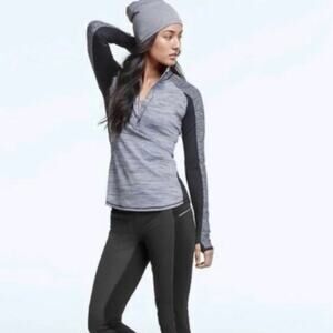 Athleta Running Wild Half-zip Pullover Track Jacket Black Gray XS